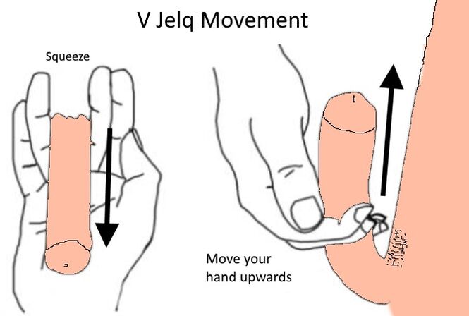 Opção de jelqing no pênis para aumentá-lo para um treino noturno
